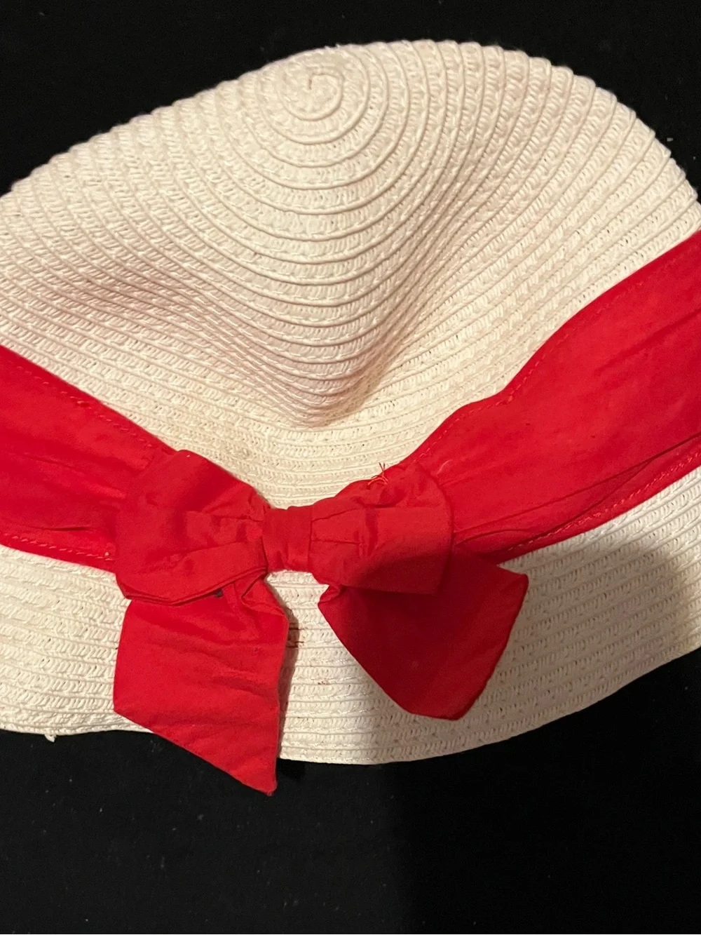 Janie and Jack Baby Toddler White Sun Hat Red Bow 12-24 Months Holiday